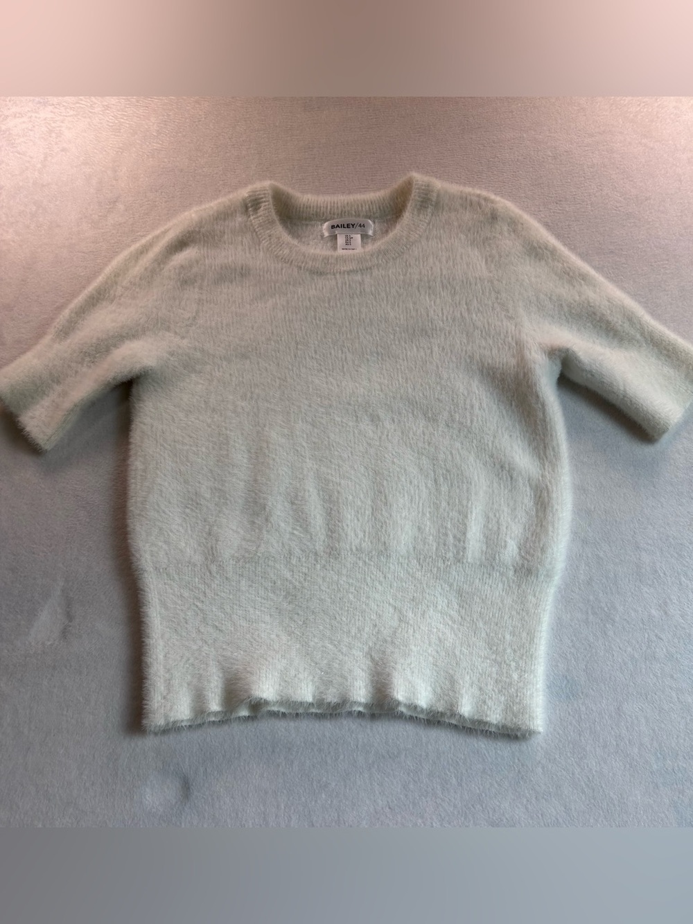 Bailey 44 White Short-Sleeve Mohair Crewneck Sweater